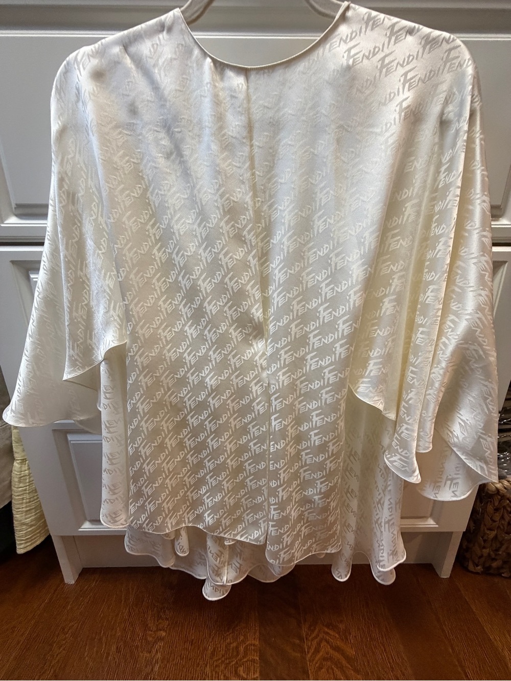 Fendi Ivory Logo Jacquard Cape Top